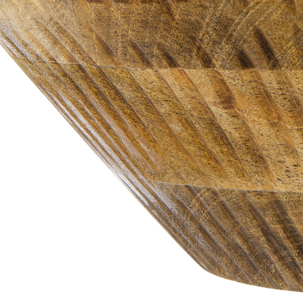 Decorative Bowl | Tapered 12" Round | Textured Brown Mango Wood Finish