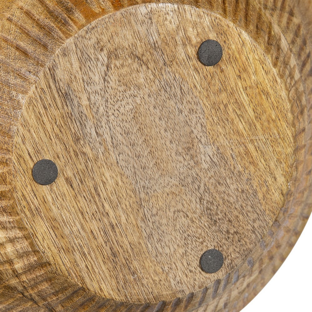 Decorative Bowl | Tapered 12" Round | Textured Brown Mango Wood Finish