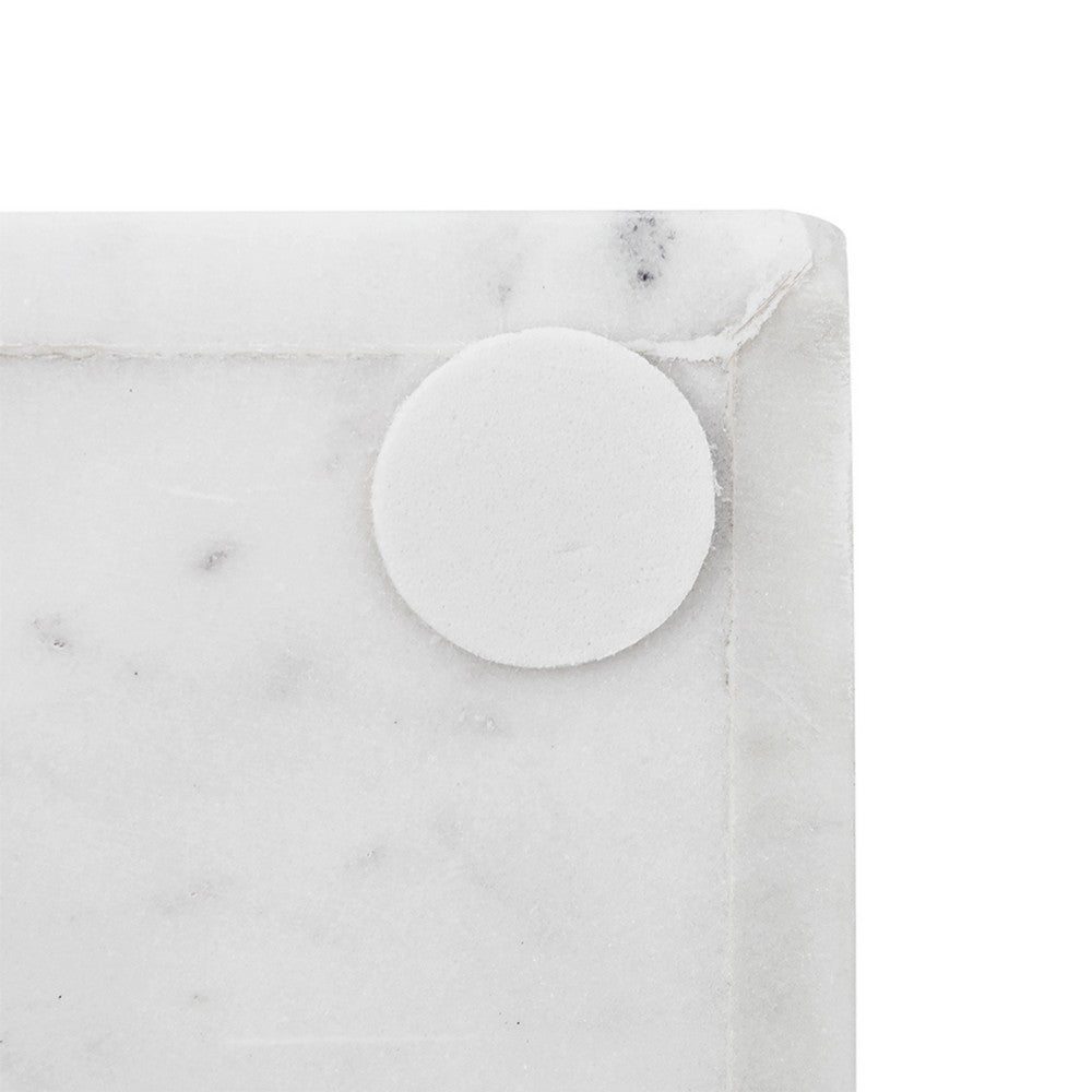 Decorative Tray with Raised Edges | 22x8" Rectangular White Marble