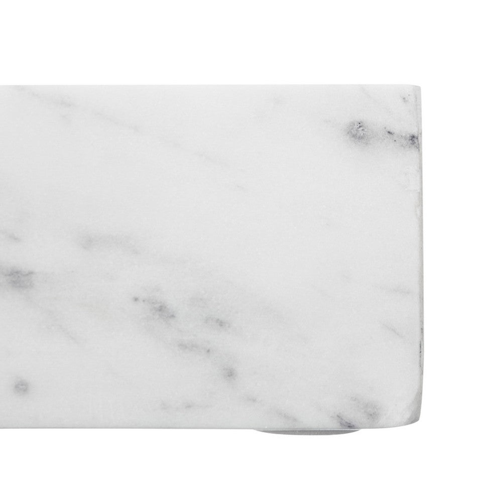 Decorative Tray with Raised Edges | 22x8" Rectangular White Marble