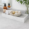 Decorative Tray with Raised Edges | 22x8" Rectangular White Marble