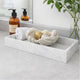 Decorative Tray with Raised Edges | 22x8" Rectangular White Marble