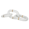 Decorative Chain Link Sculpture | Subtle Gold Inlay | 14" White Marble