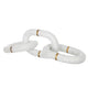 Decorative Chain Link Sculpture | Subtle Gold Inlay | 14" White Marble