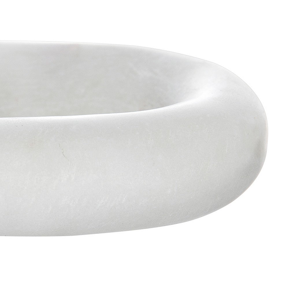 Decorative Chain Link Sculpture | Subtle Gold Inlay | 14" White Marble