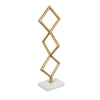 Decorative Stacked Diamond Sculpture | White Marble Base | 14" Gold