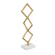 Decorative Stacked Diamond Sculpture | White Marble Base | 14" Gold