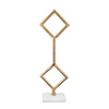 Decorative Stacked Diamond Sculpture | White Marble Base | 14" Gold