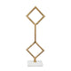 Decorative Stacked Diamond Sculpture | White Marble Base | 14" Gold