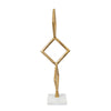 Decorative Stacked Diamond Sculpture | White Marble Base | 14" Gold