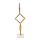 Decorative Stacked Diamond Sculpture | White Marble Base | 14" Gold