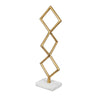 Decorative Stacked Diamond Sculpture | White Marble Base | 14" Gold