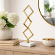 Decorative Stacked Diamond Sculpture | White Marble Base | 14" Gold