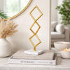Decorative Stacked Diamond Sculpture | White Marble Base | 14" Gold