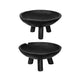 Decorative Footed Bowls Set of 2 | Tripod Legs | Black Teak Wood | 12"