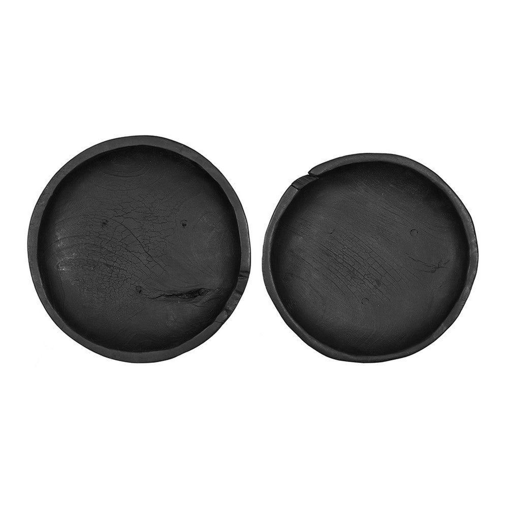 Decorative Footed Bowls Set of 2 | Tripod Legs | Black Teak Wood | 12"