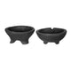 Decorative Footed Bowls Set of 2 | Raised Edges | Black Teak Wood | 6"