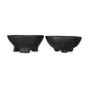 Decorative Footed Bowls Set of 2 | Raised Edges | Black Teak Wood | 6"