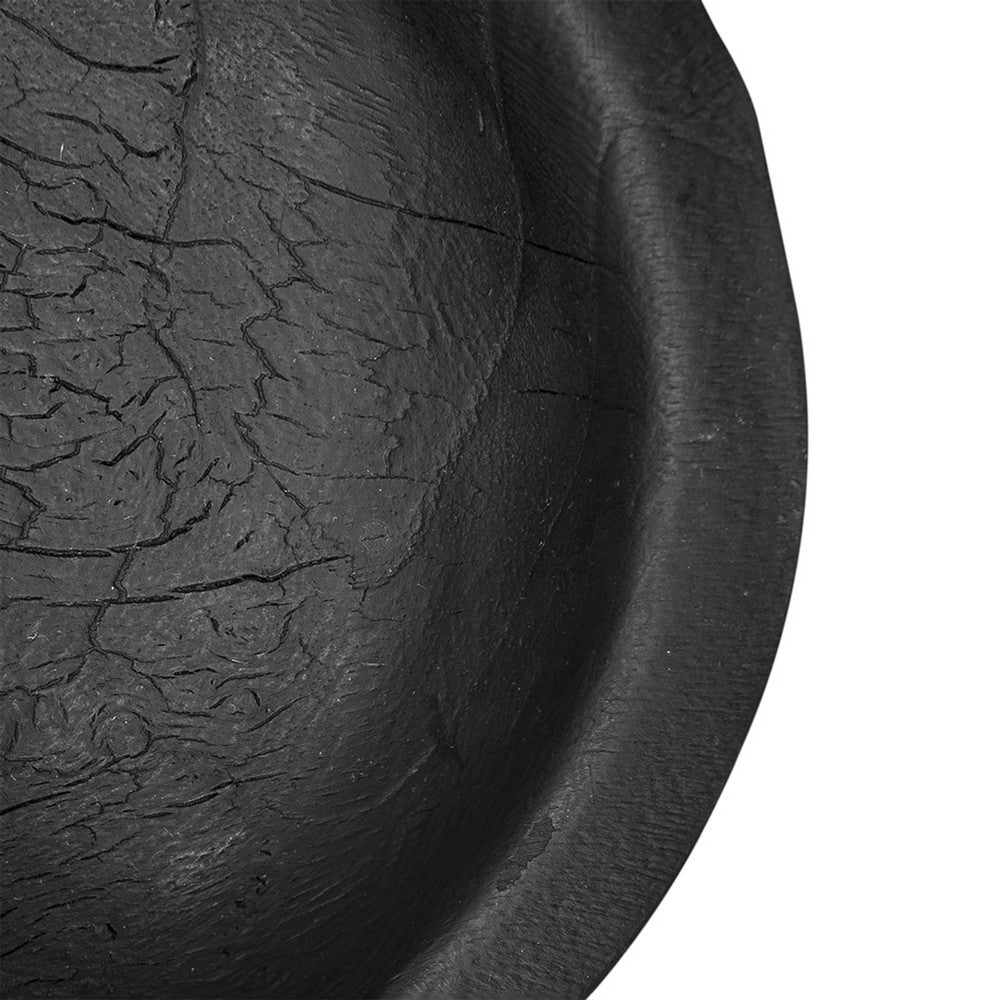 Decorative Footed Bowls Set of 2 | Raised Edges | Black Teak Wood | 6"