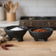 Decorative Footed Bowls Set of 2 | Raised Edges | Black Teak Wood | 6"