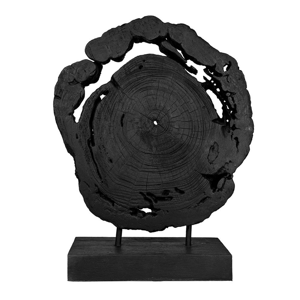 Decorative Teak Wood Tree Trunk Sculpture on a Stand | 20" | Black