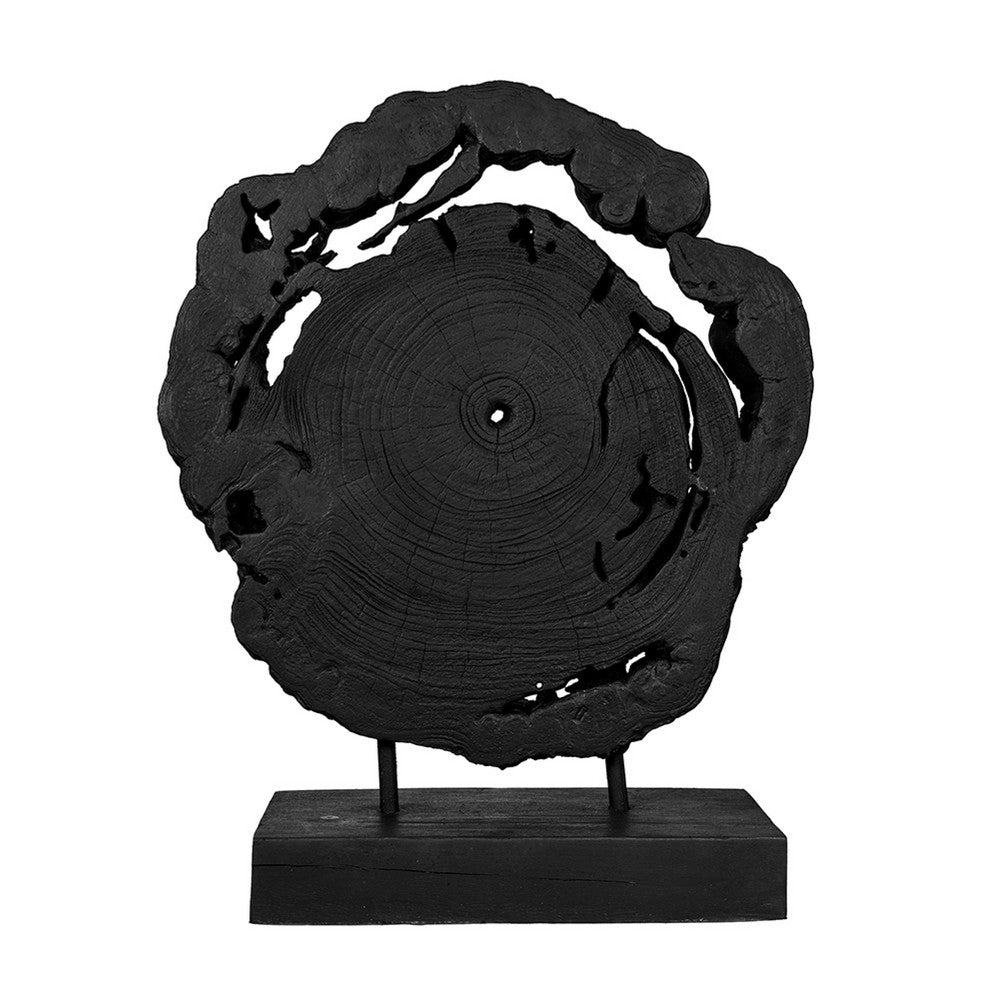 Decorative Teak Wood Tree Trunk Sculpture on a Stand | 20" | Black
