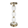 Kea Candle Holder |3 White Marble Ball Spheres w Gold Accent |15"