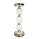 Kea Candle Holder |3 White Marble Ball Spheres w Gold Accent |15"