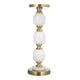 Kea Candle Holder |3 White Marble Ball Spheres w Gold Accent |15"