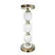 Kea Candle Holder |3 White Marble Ball Spheres w Gold Accent |15"