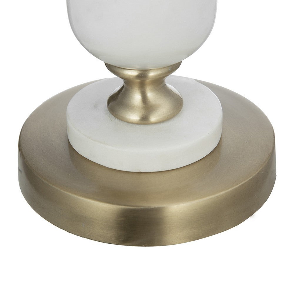Kea Candle Holder |3 White Marble Ball Spheres w Gold Accent |15"