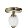 Kea Candle Holder |3 White Marble Ball Spheres w Gold Accent |15"