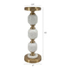 Kea Candle Holder |3 White Marble Ball Spheres w Gold Accent |15"