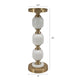 Kea Candle Holder |3 White Marble Ball Spheres w Gold Accent |15"