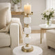 Kea Candle Holder |3 White Marble Ball Spheres w Gold Accent |15"