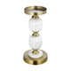 Kea Candle Holder | 2 White Marble Ball Spheres | 11" | Gold Accent
