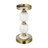 Kea Candle Holder | 2 White Marble Ball Spheres | 11" | Gold Accent