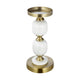 Kea Candle Holder | 2 White Marble Ball Spheres | 11" | Gold Accent