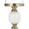 Kea Candle Holder | 2 White Marble Ball Spheres | 11" | Gold Accent