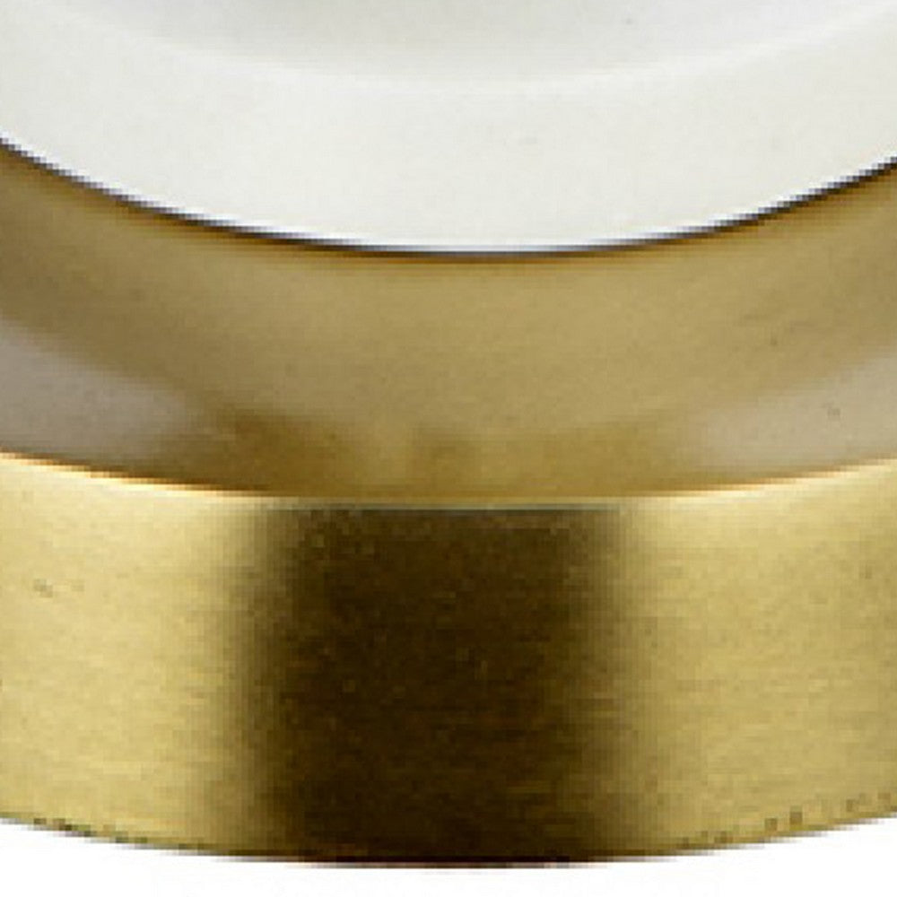 Kea Candle Holder | 2 White Marble Ball Spheres | 11" | Gold Accent