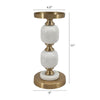 Kea Candle Holder | 2 White Marble Ball Spheres | 11" | Gold Accent