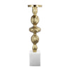Doz Candle Holder | White Marble Base | 19" Gold Balls Sphere Stem