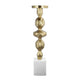 Doz Candle Holder | White Marble Base | 19" Gold Balls Sphere Stem