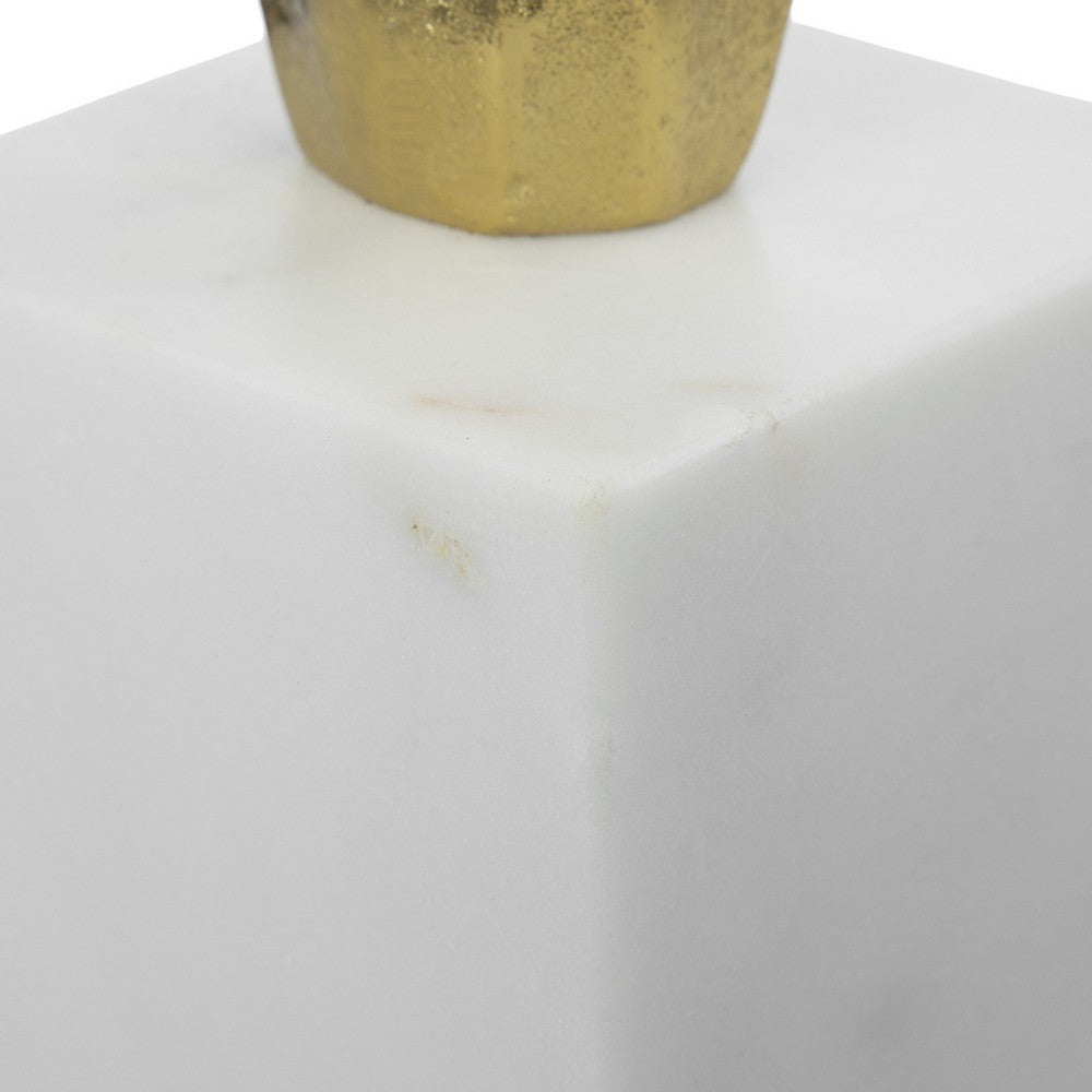 Doz Candle Holder | White Marble Base | 19" Gold Balls Sphere Stem