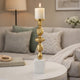 Doz Candle Holder | White Marble Base | 19" Gold Balls Sphere Stem