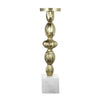 Doz Candle Holder | White Marble Base | 17" Gold Sphere Balls Stem