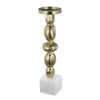 Doz Candle Holder | White Marble Base | 17" Gold Sphere Balls Stem