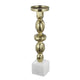 Doz Candle Holder | White Marble Base | 17" Gold Sphere Balls Stem