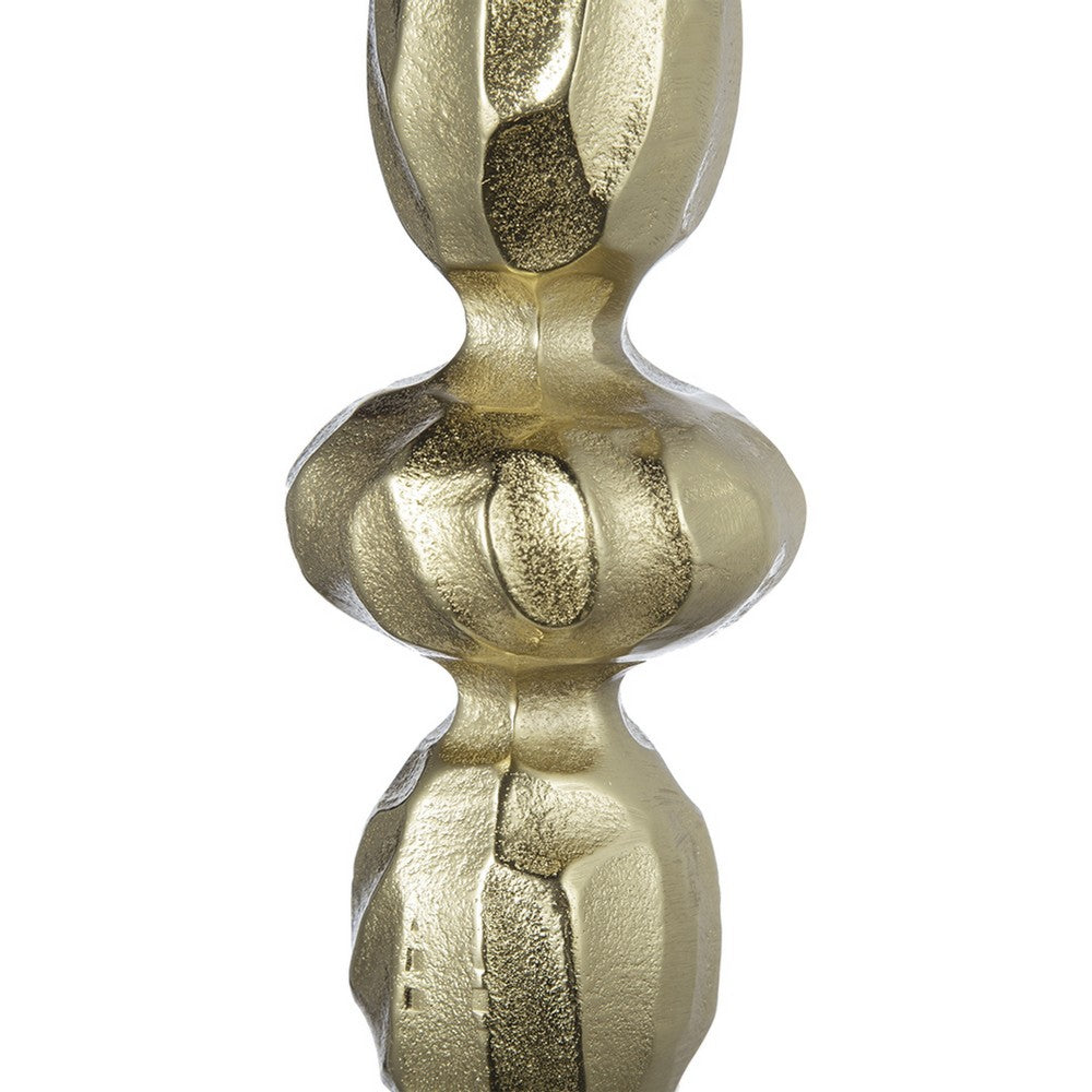 Doz Candle Holder | White Marble Base | 17" Gold Sphere Balls Stem