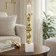 Doz Candle Holder | White Marble Base | 17" Gold Sphere Balls Stem